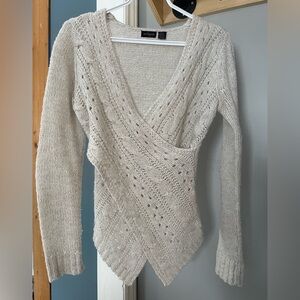 V neck cross over sweater